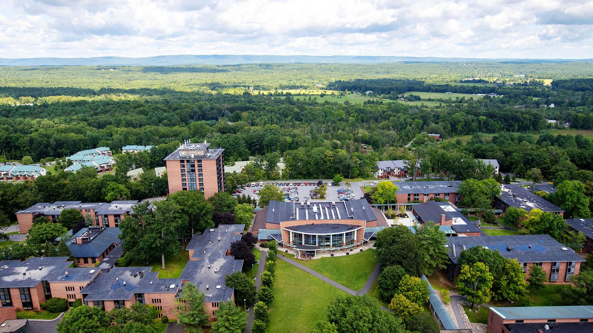 Aerial view of the Skidmore campus