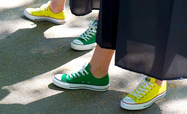 Green and yellow shoes